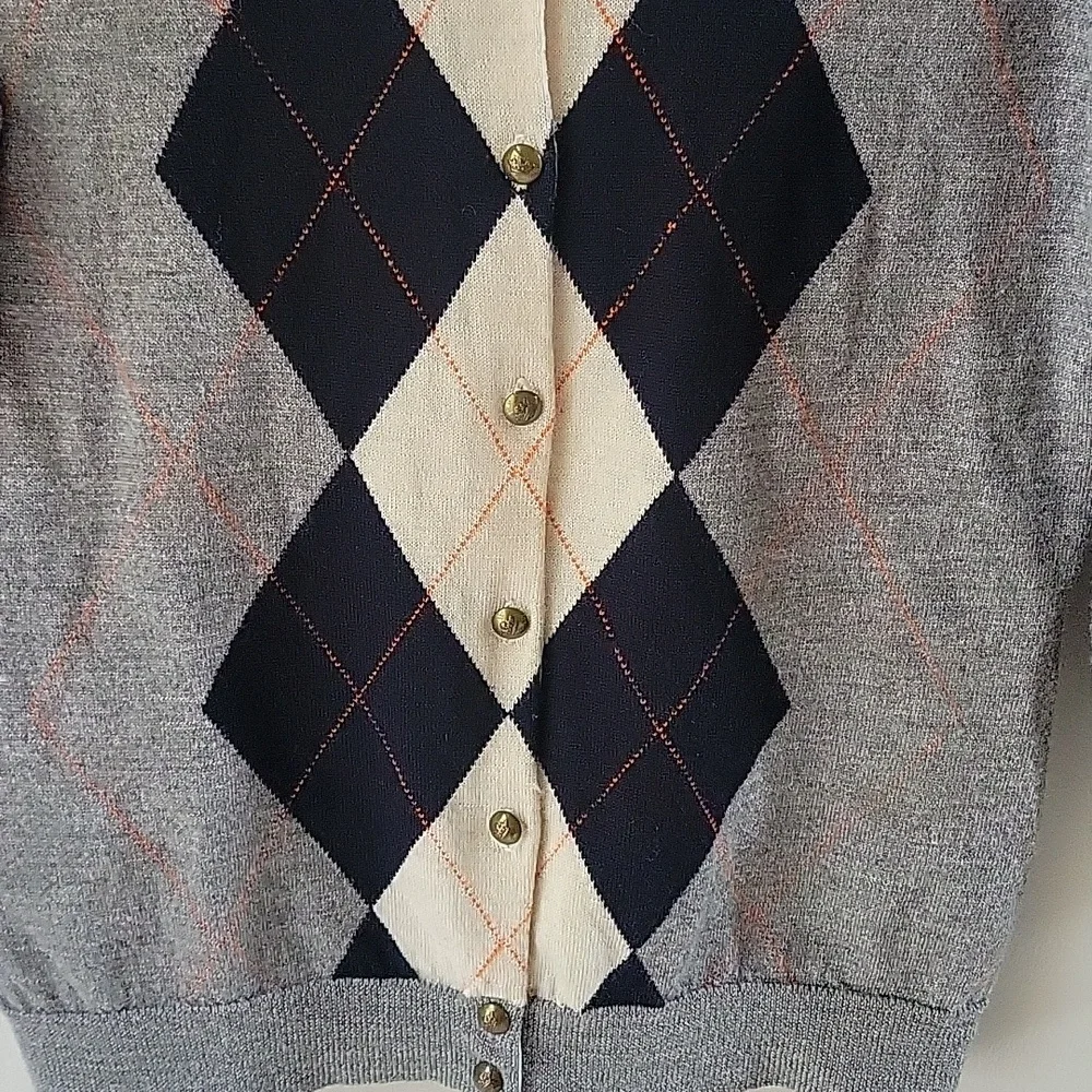 J. Crew Argyle Vintage Wool Cardigan Sweater Size‎ M